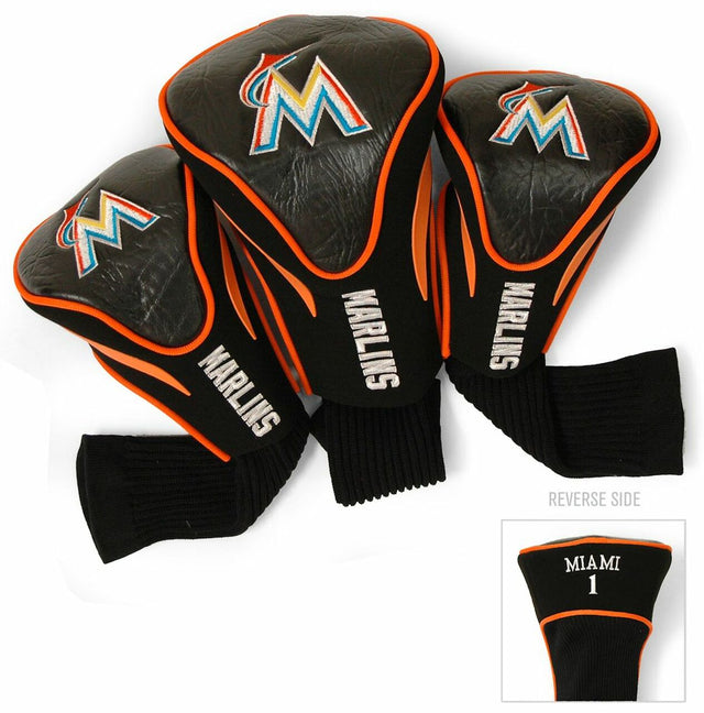 Miami Marlins Golf Club 3 Piece Contour Headcover Set