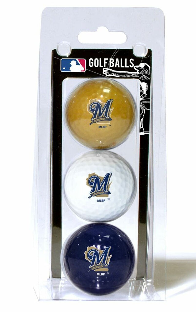 Milwaukee Brewers 3 Pack of Golf Balls