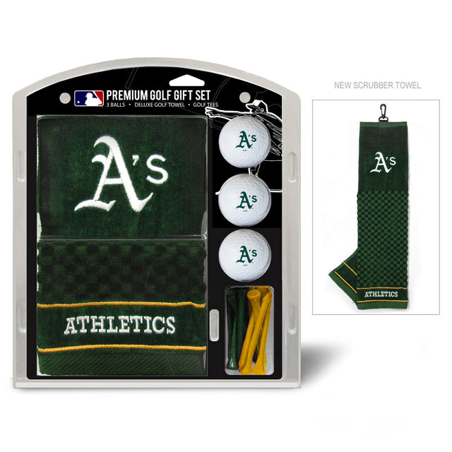 Juego de regalo de golf de Oakland Athletics con toalla bordada