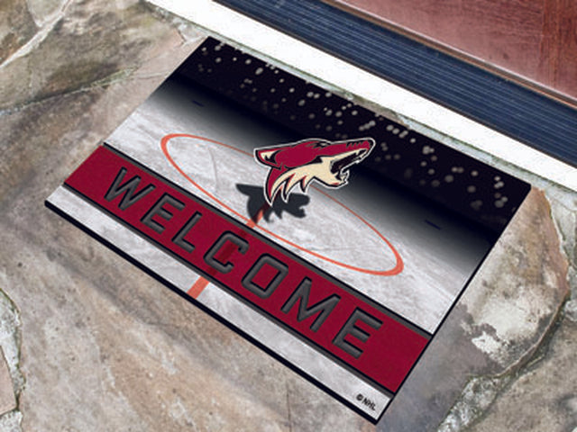 Felpudo Arizona Coyotes 18 x 30 de goma granulada de bienvenida