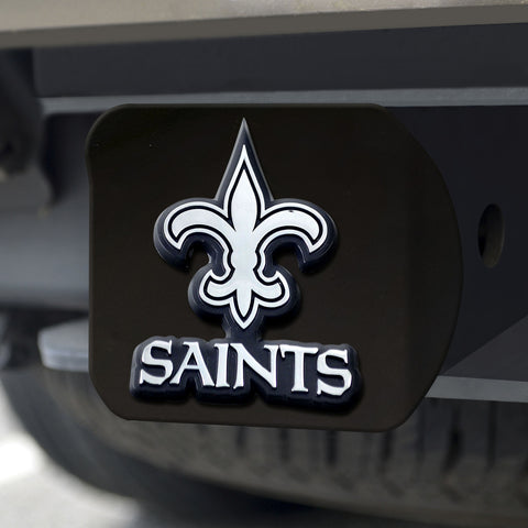 ~New Orleans Saints Hitch Cover Chrome Emblem on Black - Special Order~ backorder