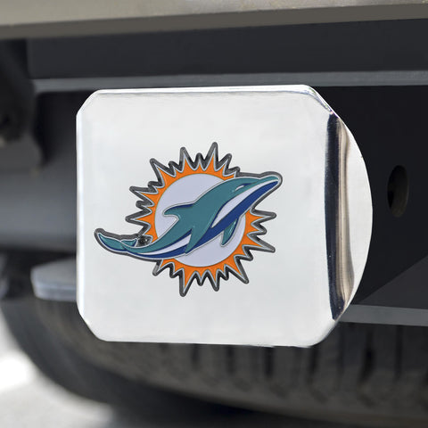 ~Miami Dolphins Hitch Cover Color Emblem on Chrome~ backorder