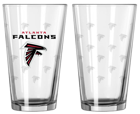~Atlanta Falcons Satin Etch Pint Glass Set~ backorder