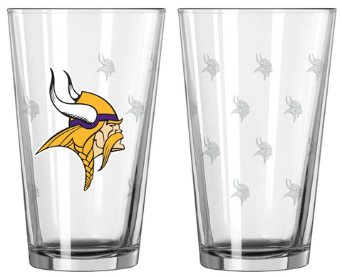 ~Minnesota Vikings Satin Etch Pint Glass Set~ backorder