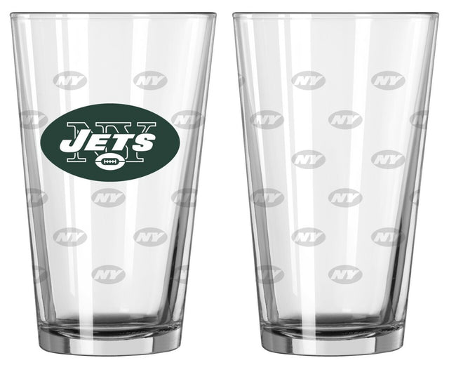 Juego de vasos de pinta con grabado satinado de los New York Jets