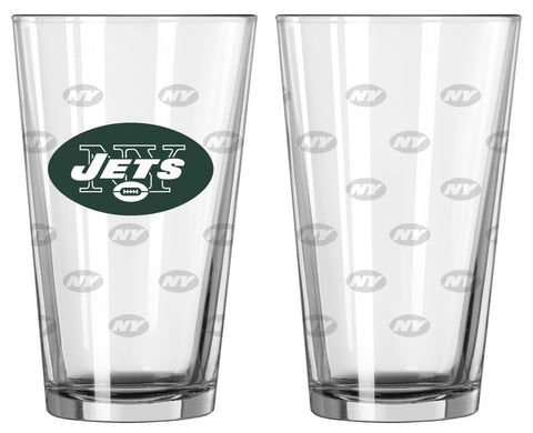 ~New York Jets Satin Etch Pint Glass Set~ backorder