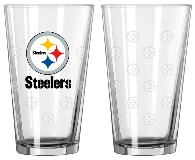 Juego de 2 vasos de cerveza de cristal satinado grabado de los Pittsburgh Steelers