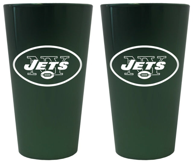 Vaso de pinta de loza lustrosa de los New York Jets (juego de 2)