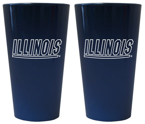 ~Illinois Fighting Illini Lusterware Pint Glass - Set of 2~ backorder