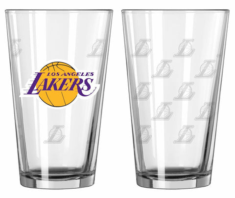 ~Los Angeles Lakers Satin Etch Pint Glass Set~ backorder