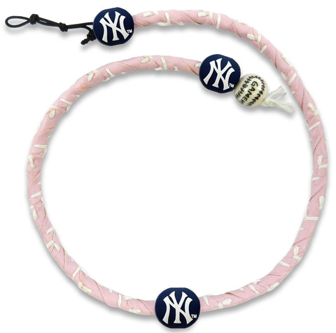 New York Yankees Necklace Frozen Rope Baseball Leather Pink CO