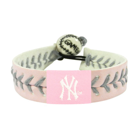 New York Yankees Bracelet Baseball Pink Silver Thread CO