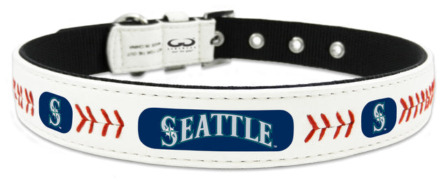 Seattle Mariners Pet Collar Classic Baseball Leather Size Large CO