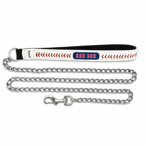 Boston Red Sox Pet Leash Leather Chain Baseball Size Large CO