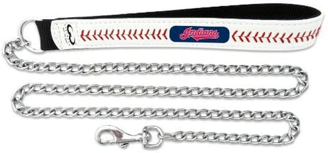 Cleveland Indians Pet Leash Leather Chain Baseball Size Large