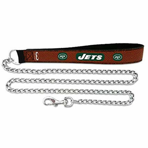 New York Jets Pet Leash Leather Chain Football Size Large CO