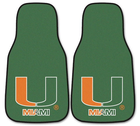 ~Miami Hurricanes Printed Carpet Car Mat 2 Piece Set - Special Order~ backorder