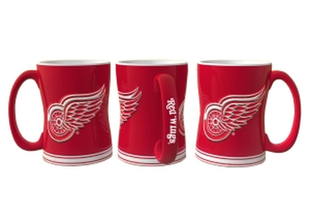 Taza de café de los Detroit Red Wings, 14 oz, relieve esculpido