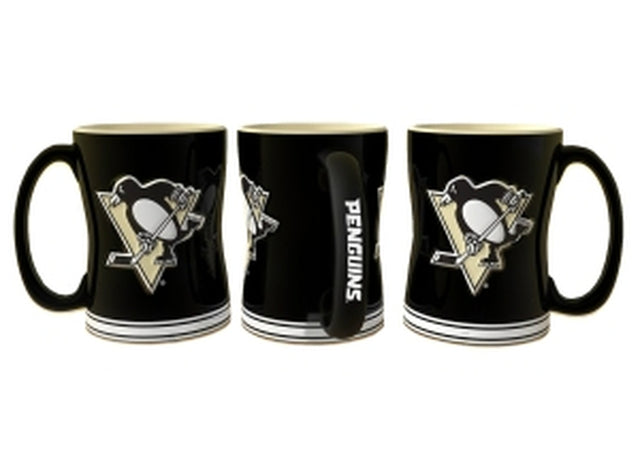 Taza de café de los Pittsburgh Penguins, 14 oz, relieve esculpido