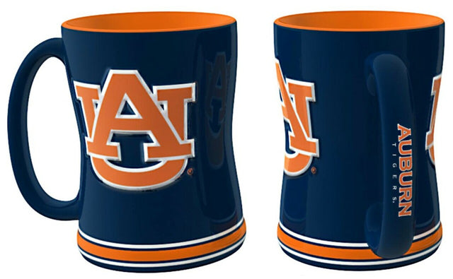 Taza de café de los Auburn Tigers, 14 oz, relieve esculpido