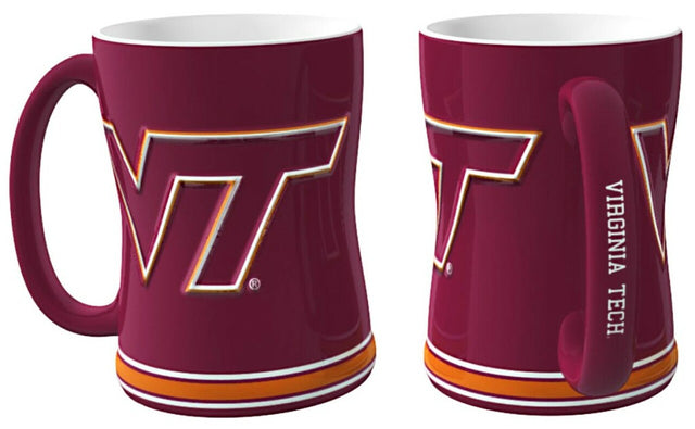 Taza de café de Virginia Tech Hokies, relieve esculpido de 14 oz