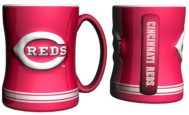 Taza de café de los Cincinnati Reds - Relieve esculpido de 14 oz