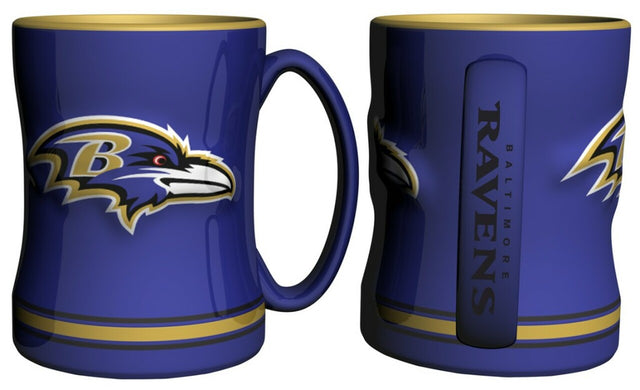 Taza de café de los Baltimore Ravens, 14 oz, relieve esculpido