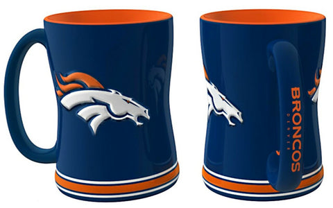 ~Denver Broncos Coffee Mug - 14oz Sculpted Relief - Blue~ backorder