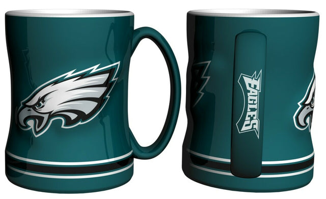 Taza de café de los Philadelphia Eagles, 14 oz, relieve esculpido