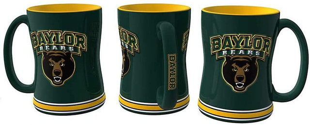 Taza de café de los Baylor Bears de 14 oz con relieve esculpido