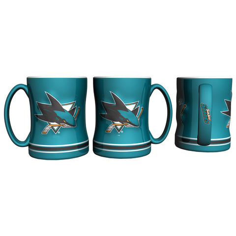 ~San Jose Sharks Coffee Mug 14oz Sculpted Relief~ backorder