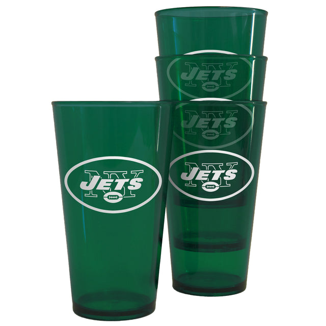 Vaso de plástico de 16 oz de los New York Jets, paquete de 4