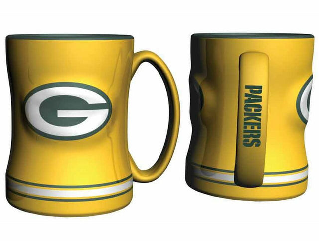 Green Bay Packers Coffee Mug - 14oz Sculpted Relief - Yellow