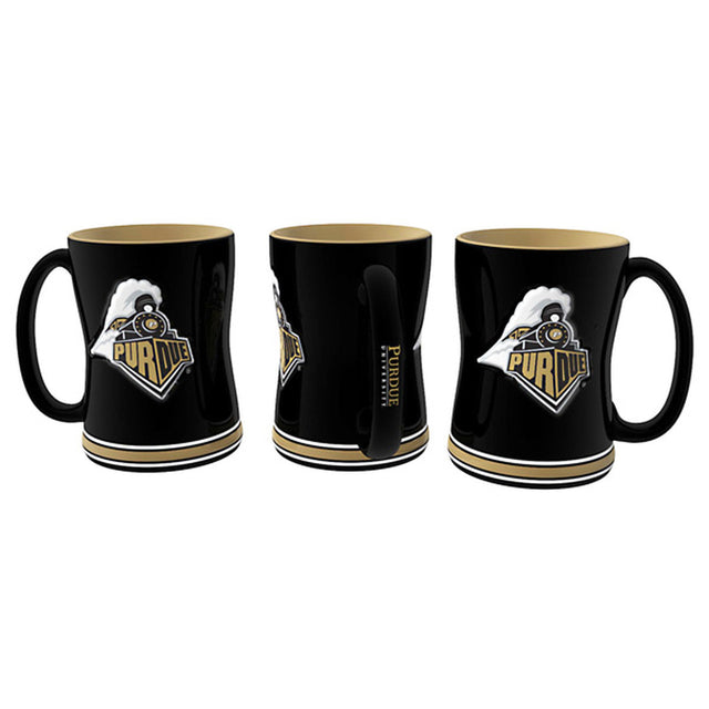 Taza de café Purdue Boilermakers de 14 oz con relieve esculpido