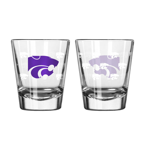 Kansas State Wildcats Shot Glass - 2 Pack Satin Etch - Special Order