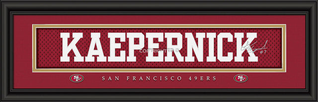 Impresión de los San Francisco 49ers de 8 x 24 pulgadas con estilo exclusivo de Colin Kaepernick