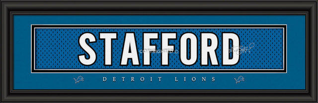 Impresión de Matthew Stafford de los Detroit Lions: firma de 20 x 60 cm