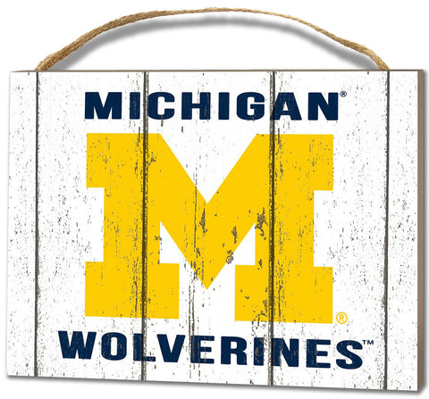 ~Michigan Wolverines Small Plaque - Weathered Logo~ backorder