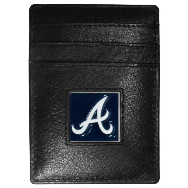 Cartera de cuero con clip para billetes y tarjetero de los Atlanta Braves