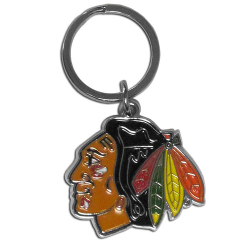 Chicago Blackhawks Chrome Logo Cut Keychain - Special Order