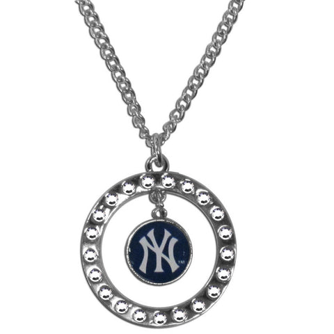 New York Yankees Necklace Chain Rhinestone Hoop CO