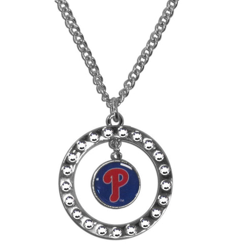 Philadelphia Phillies Necklace Chain Rhinestone Hoop CO