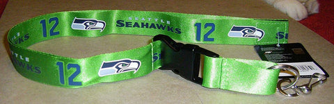 Seattle Seahawks Lanyard Breakaway with Key Ring Style 12th Man Green Design - Special Order