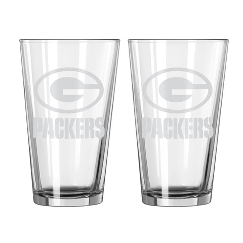 Green Bay Packers Glass Pint Frost Design 2 Piece Set