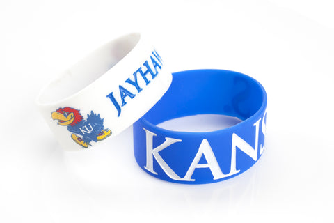 ~Kansas Jayhawks Bracelets 2 Pack Wide - Special Order~ backorder