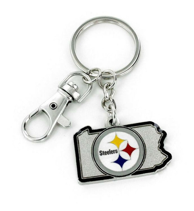 Llavero con diseño del estado de los Pittsburgh Steelers