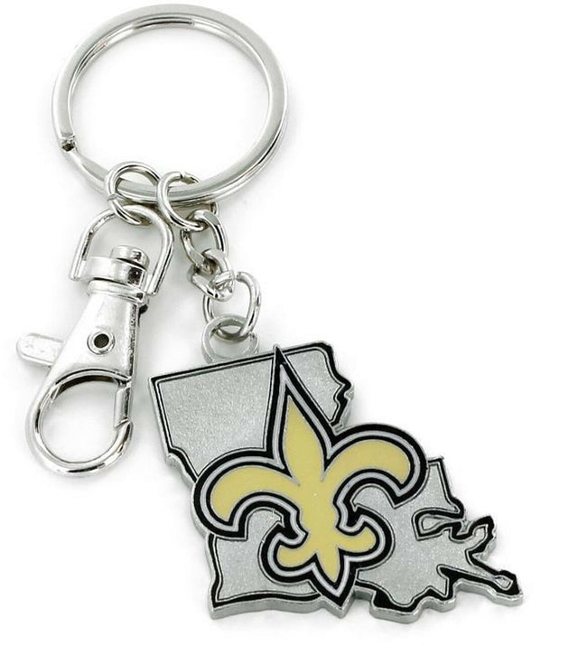 Llavero con diseño del estado de los New Orleans Saints