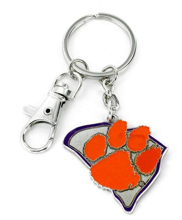 Llavero con diseño del estado de los Clemson Tigers