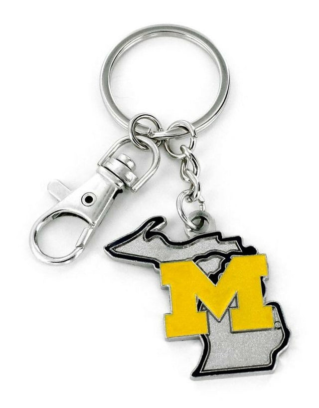 Llavero con diseño del estado de los Wolverines de Michigan