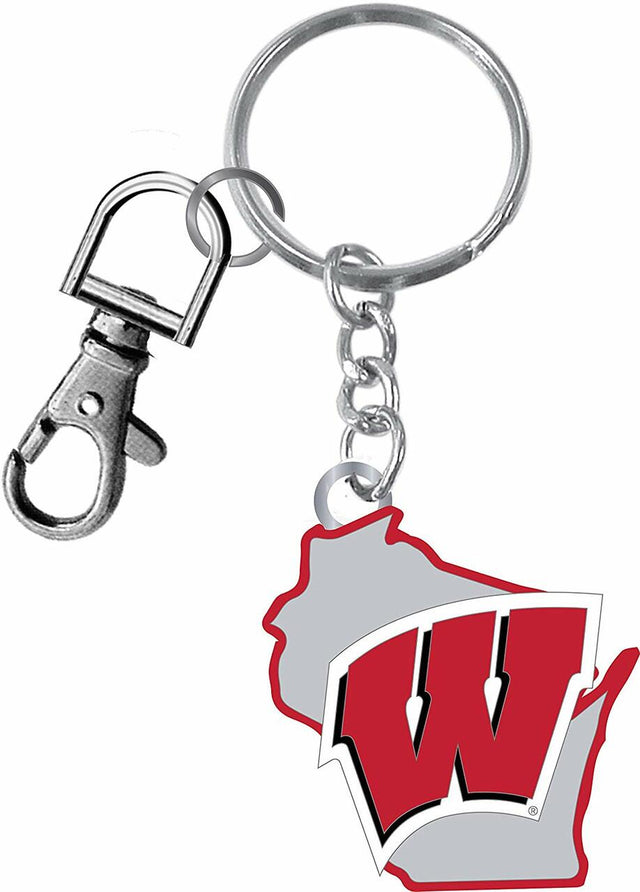 Llavero con diseño del estado de Wisconsin Badgers